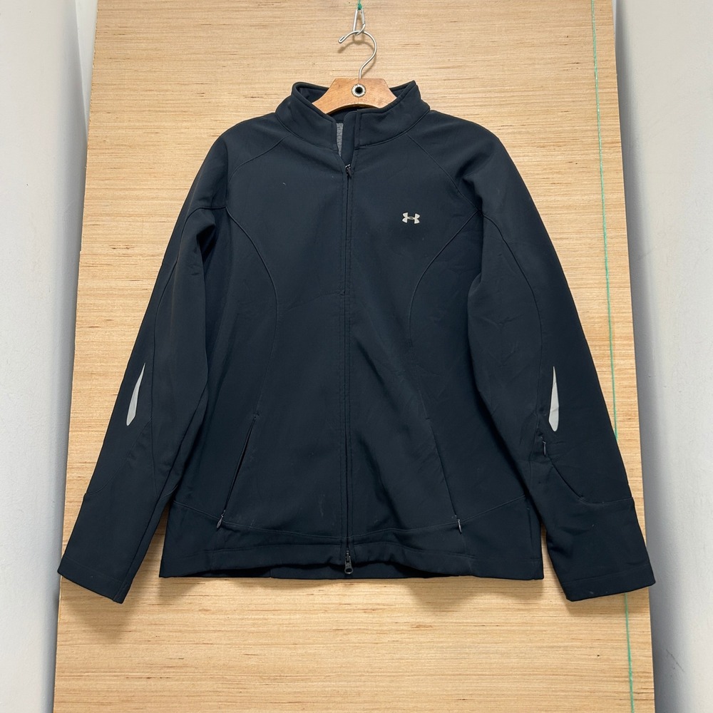 Under Armour ColdGear Softshell Jacket Black Fleece Lined Full Zip Womens Large